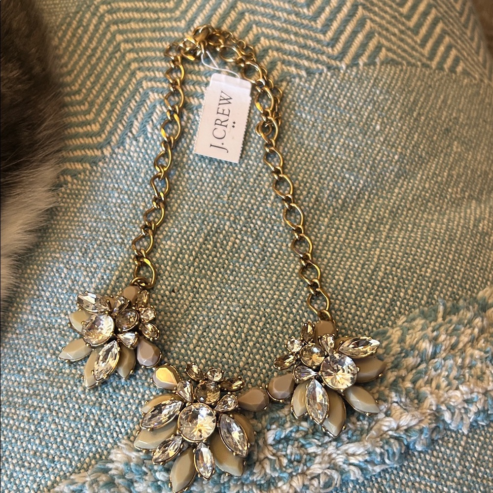 J. Crew Gold and Cream Floral Necklace